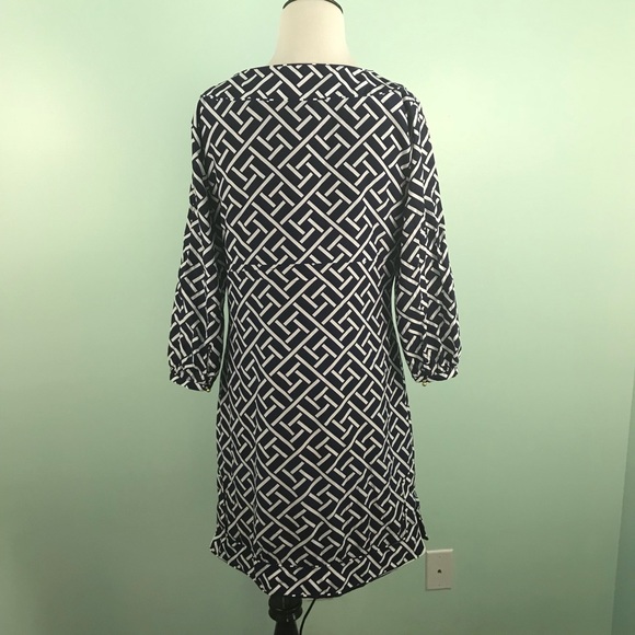 Elizabeth McKay Dress Size 8 Blue White Print - Picture 4 of 8